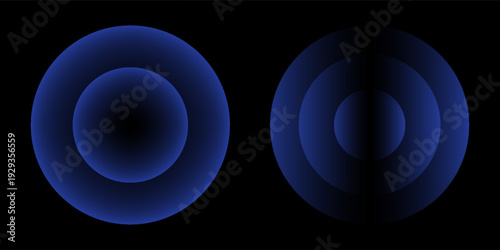 Sonic waves, WiFi signal glowing elements, radar sensor light effects, round wireless network neon symbols. Vector illustration.