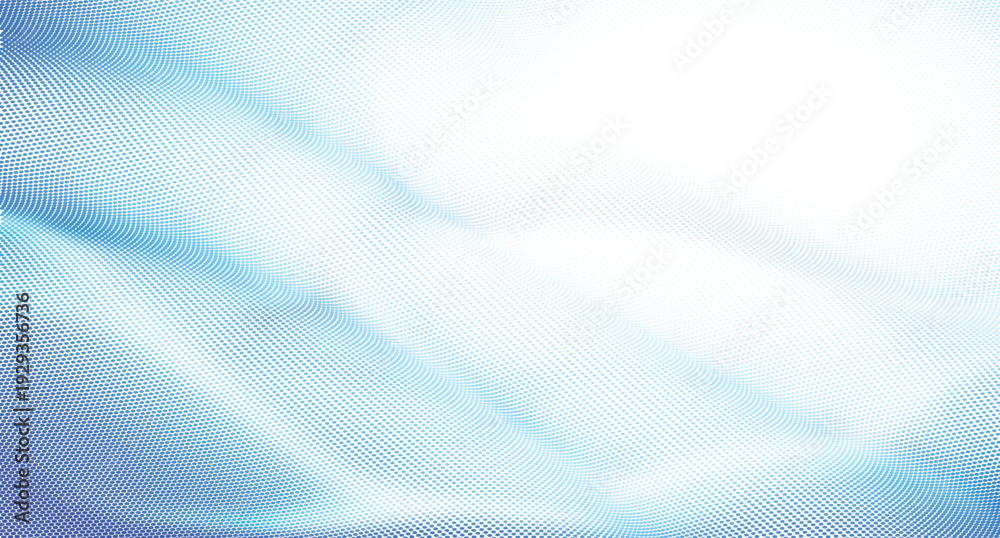 Naklejka premium Abstract blue wave pattern formed by dots on a white background