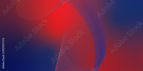 Red and navy blue luminous waves sweeping through a deep shadowy backdrop with scattered micro sparkles, modern technology atmosphere, vector style