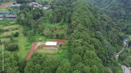 Aerial Drone Video Footage of Semi-Rural Area Panning Right