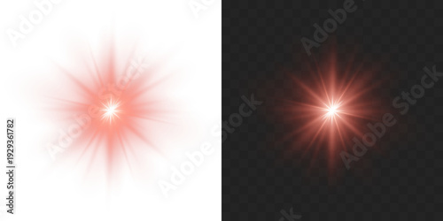 фотографія Digital red star PNG burst with red light and glowing rays