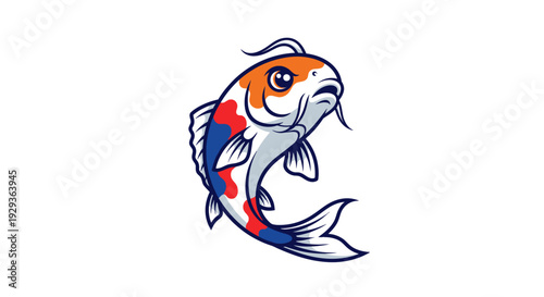 Cartoon Koi Fish Illustration - Japanese Carp, Ornamental Fish