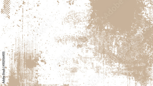 Distressed grunge texture with beige tone and halftone effect on transparent background