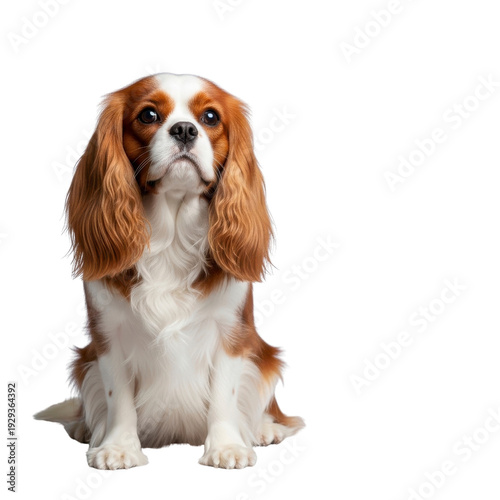 Cavalier King Charles Spaniel dog sitting attentively