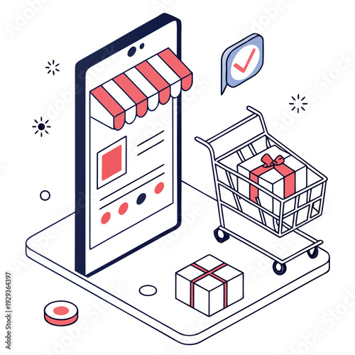 A vibrant online shopping scene with a woman using a mobile phone showcasing convenience and modern e commerce solutions