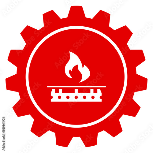 Zahnrad Icon mit Gasherd Flamme Gasherd Kochen Energie Einstellungen Vektor Grafik transparent PNG Illustration