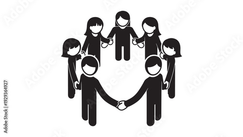 Community Support Circle, Group Care and Peer Support Network Illustration for Mental Health and Social Services