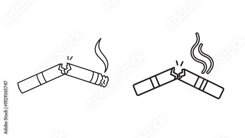 Smoking Cessation Illustration Broken Cigarette Visual Representing Tobacco Control Public Health Campaigns and Preventive Care Investment