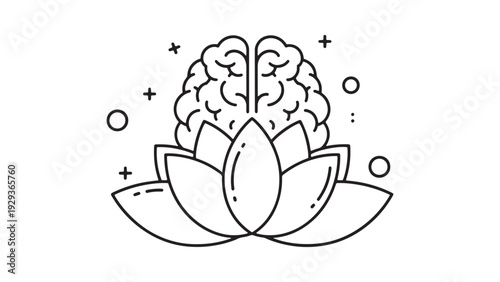 Mindfulness and Cognitive Wellness Illustration Brain Lotus Visual for Mental Health Programs Employee Wellbeing and Preventive Care Investment