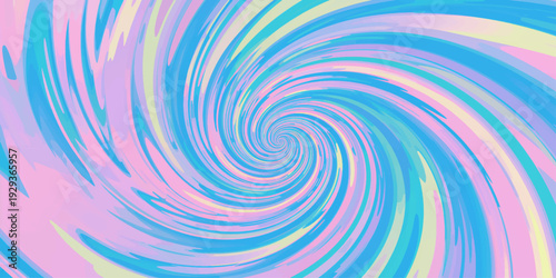 Abstract colorful spiral background with a blue swirl vortex and rainbow light motion creates a vibrant art pattern for a creative wallpaper design