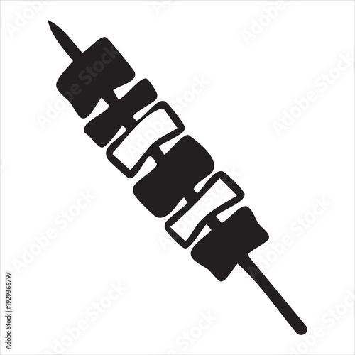 One satay silhouette icon vector flat design.