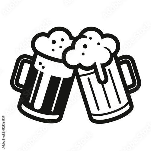 Cheers Beer Glasses Line Art Vector Design