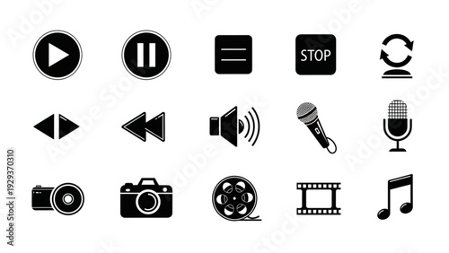 Media and Content Icon Set – Modern Line and Glyph Digital Multimedia Symbols Collection