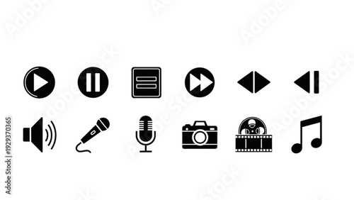 Media and Content Icon Set – Modern Line and Glyph Digital Multimedia Symbols Collection