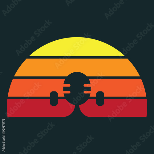 Vintage Sunset Microphone Logo Podcast Music