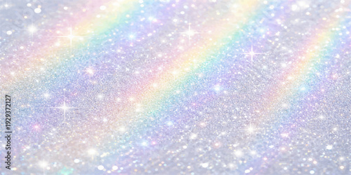 A vibrant blue abstract background features a glowing winter design with shiny Christmas stars, colorful bokeh lights, and glittery snow particles for a bright holiday holiday illustration