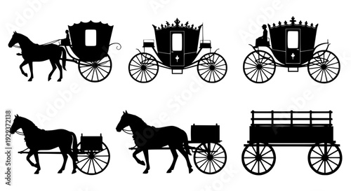 Minimal Horse Carriage Silhouette Icon for Logo and App UI Design Vector EPS10