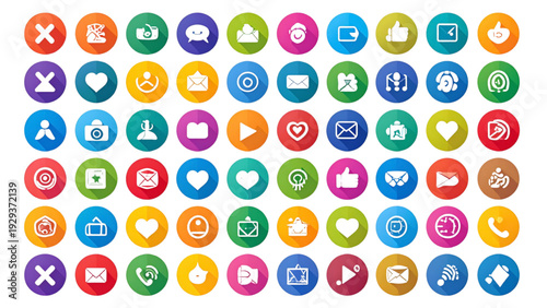 Social Media Circle Button Icon Set 2026 Flat Vector Collection