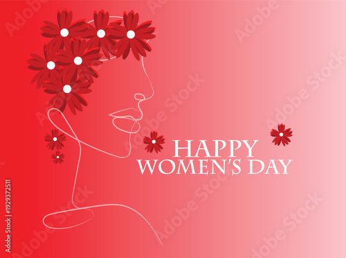 Christmas New Year Floral Greeting Card Design with Pink Flowers and Hearts