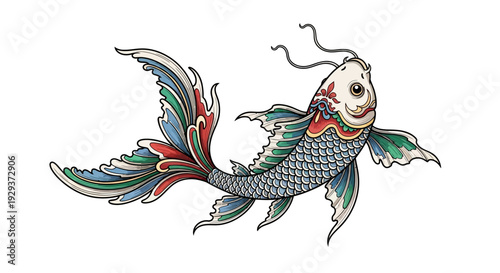 Ornate Koi Fish Illustration - Japanese Style