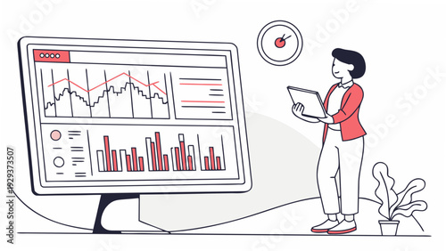business woman with financial  graph