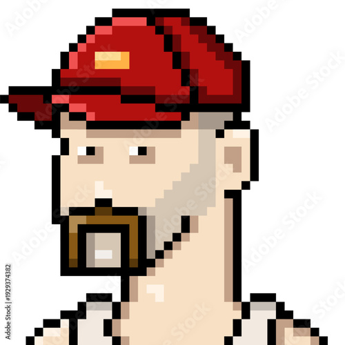 Vector Pixel Art Userpic of Man in Red Cap