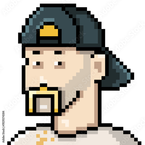 Vector Pixel Art Userpic of Man in Snapback Cap