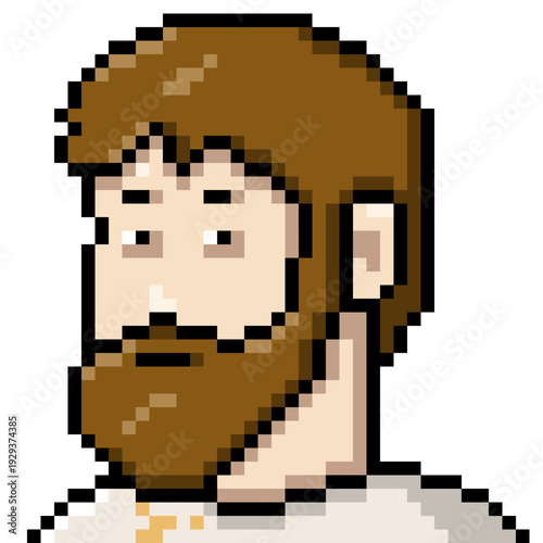 Vector Pixel Art Userpic of Man with Beard