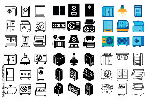 Refrigeration and cooling equipment icons.