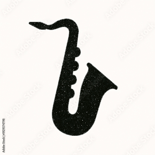 Minimalist Black Saxophone Silhouette Isolated on a Clean White Background