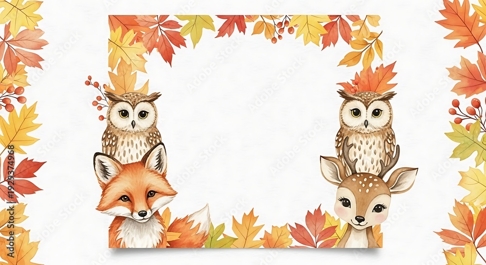 Naklejka premium Editable animal and forest frame 