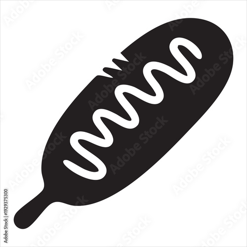 Black corn dog with white topping food snack Adobe Illustrator Artwork
