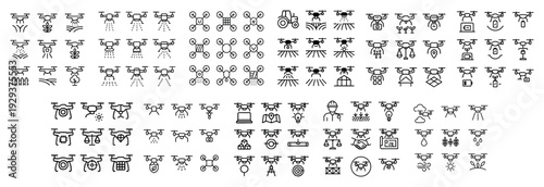 Compact agricultural drone icon variations.