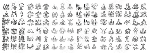 People meditating and relaxing outdoors in nature