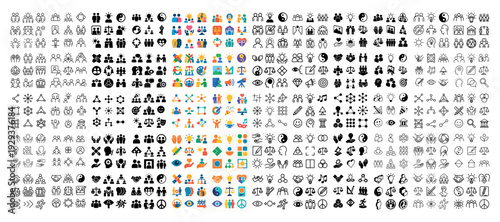 Grid of assorted small icons showing people and symbols