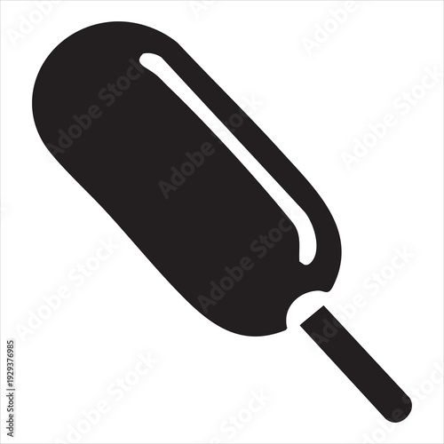 Minimalist silhouette of a corn dog with stick handle