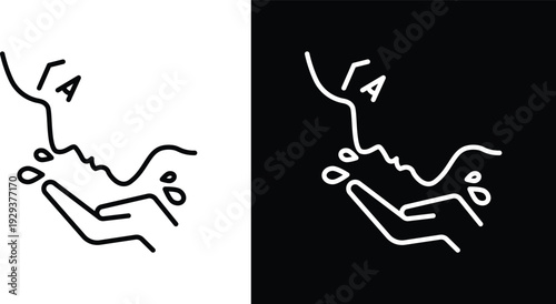 Face washing icon pack in black and white colors