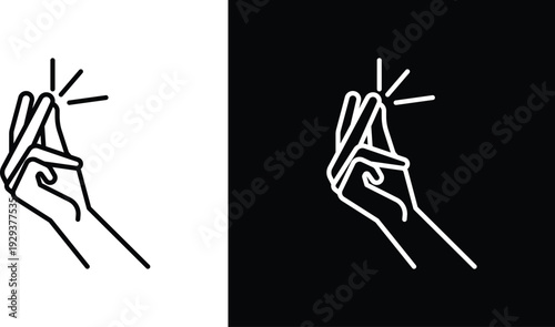 Finger snapping icon pack in black and white colors