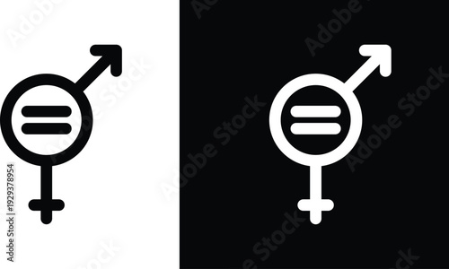 Gender equality icon pack in black and white colors