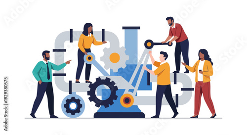 Diverse Business Team Collaborating on Process Innovation and System Development