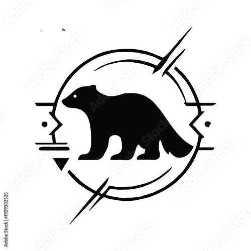 Black Wolverine Animal Silhouette Vector Logo Design Element