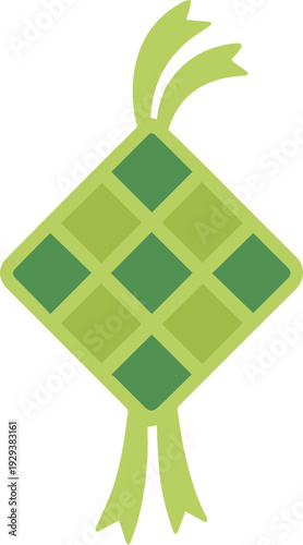 Traditional Indonesian Ketupat Rice Dumpling Woven Palm Leaf Icon for Eid Ramadan Celebration Illustration