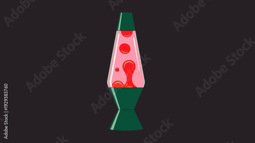 Retro Lava Lamp with Pink and Red Bubbles on Dark Background