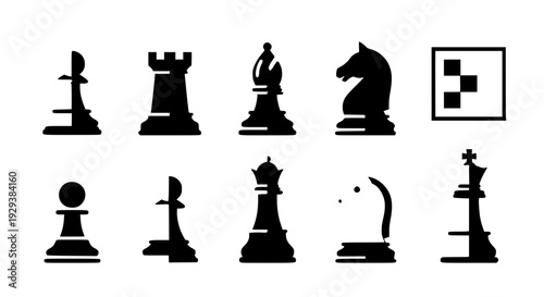 Modern Flat Chess Pieces Icon Collection for App and Web UI Vector EPS10