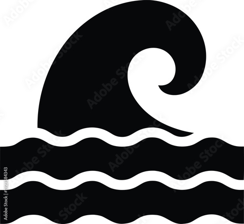 wave crest curl silhouette vector illustration on transparent background