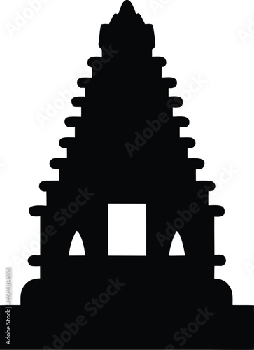 temple spire hindu style silhouette vector illustration on transparent background