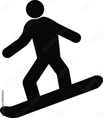 snowboard sideways silhouette vector illustration on transparent background