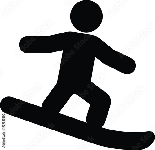 snowboard sideways silhouette vector illustration on transparent background