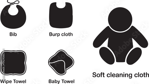 Black baby care bib burp cloth wipe towel baby towel soft cleaning cloth