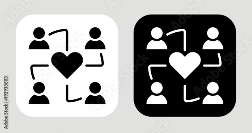 Social Belonging Icon In Black and White Glyph Style